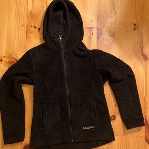 Cozy Marmot zip up fleece jacket/sweatshirt, black